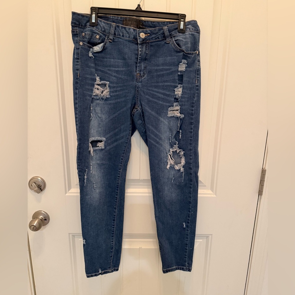 Distressed Blue Jeans